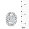 14k White Gold Oval White Topaz And Diamond Earrings