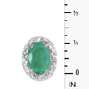 14k White Gold Oval Emerald And Diamond Earrings