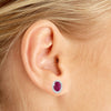 14k White Gold Oval Ruby And Diamond Earrings