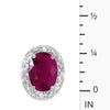 14k White Gold Oval Ruby And Diamond Earrings