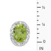 14k White Gold Oval Peridot And Diamond Earrings