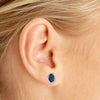 14k White Gold Oval Sapphire And Diamond Earrings