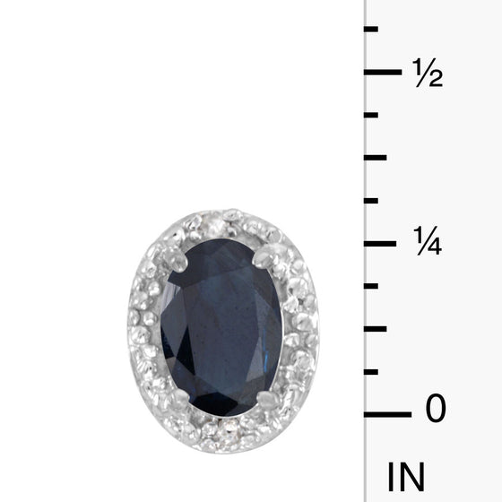 14k White Gold Oval Sapphire And Diamond Earrings