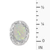 14k White Gold Oval Opal And Diamond Earrings