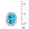 14k White Gold Oval Blue Topaz And Diamond Earrings
