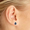 14k White Gold Pear Sapphire And Diamond Earrings
