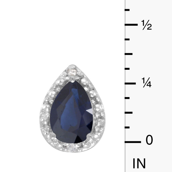 14k White Gold Pear Sapphire And Diamond Earrings