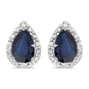 14k White Gold Pear Sapphire And Diamond Earrings