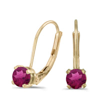  14k Yellow Gold Round Rhodolite Garnet Lever-back Earrings