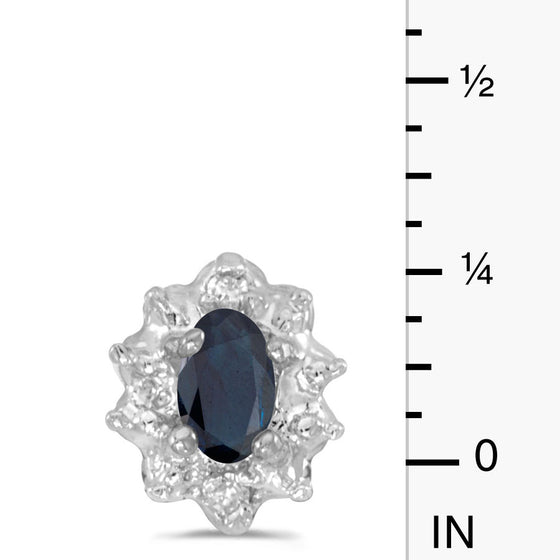 10k White Gold Oval Sapphire And Diamond Earrings