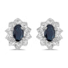 10k White Gold Oval Sapphire And Diamond Earrings