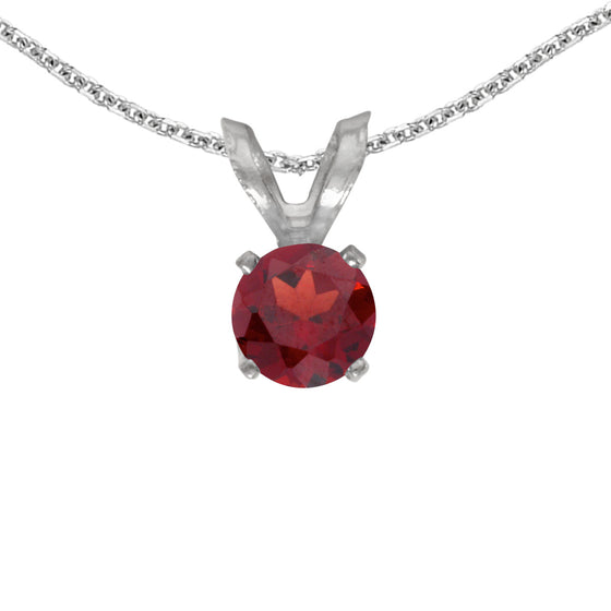 14k White Gold Round Garnet Pendant