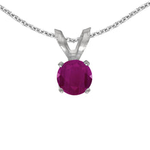  14k White Gold Round Ruby Pendant