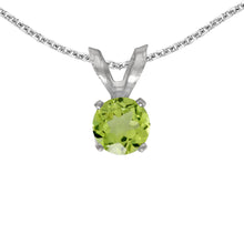  14k White Gold Round Peridot Pendant