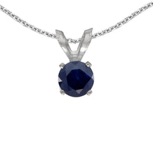  14k White Gold Round Sapphire Pendant