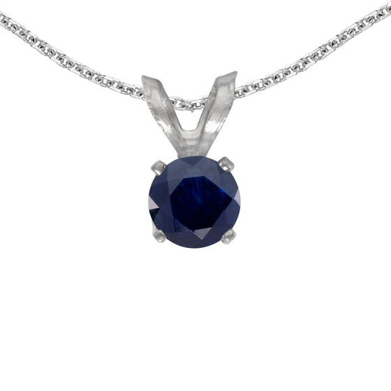 14k White Gold Round Sapphire Pendant