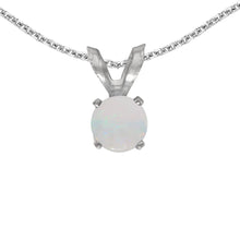  14k White Gold Round Opal Pendant
