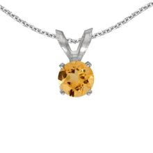  14k White Gold Round Citrine Pendant