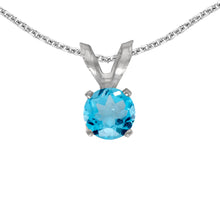  14k White Gold Round Blue Topaz Pendant