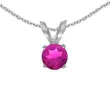  14k White Gold Round Pink Topaz Pendant