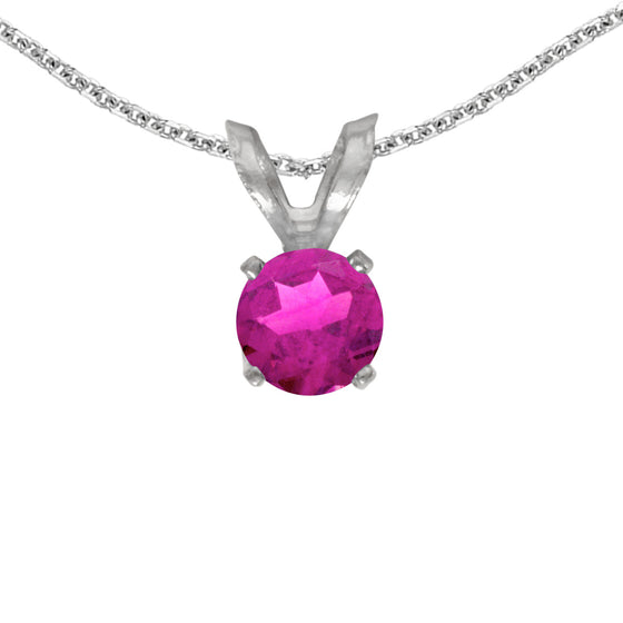 14k White Gold Round Pink Topaz Pendant