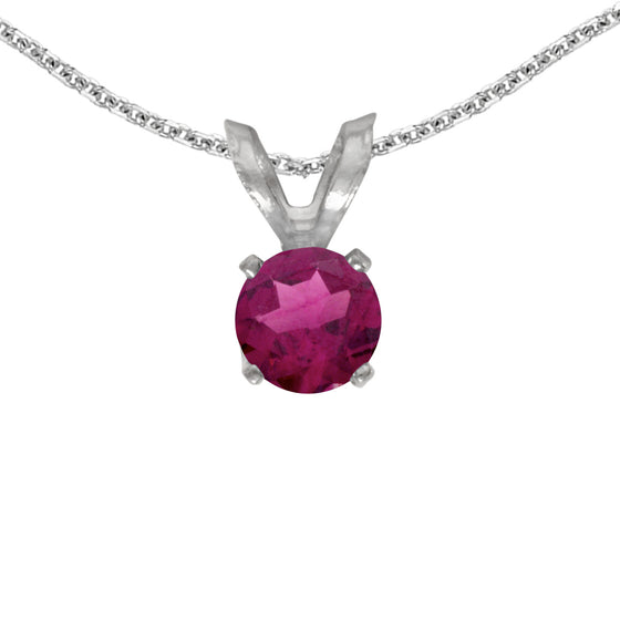 14k White Gold Round Rhodolite Garnet Pendant