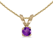  14k Yellow Gold Round Amethyst Pendant
