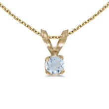  14k Yellow Gold Round Aquamarine Pendant