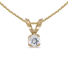  14k Yellow Gold Round White Topaz Pendant