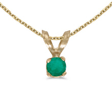  14k Yellow Gold Round Emerald Pendant