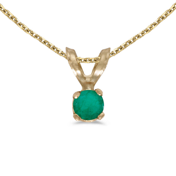 14k Yellow Gold Round Emerald Pendant