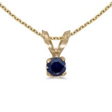  14k Yellow Gold Round Sapphire Pendant