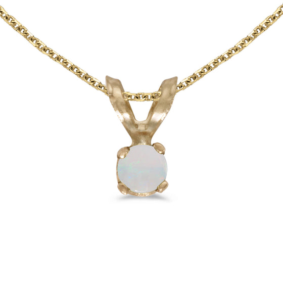 14k Yellow Gold Round Opal Pendant