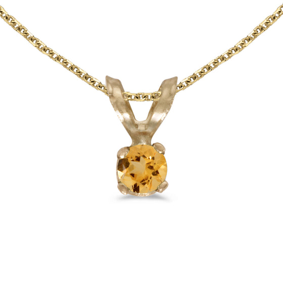 14k Yellow Gold Round Citrine Pendant
