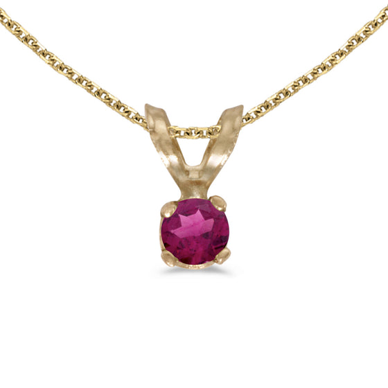 14k Yellow Gold Round Rhodolite Garnet Pendant