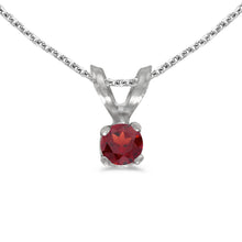  14k White Gold Round Garnet Pendant