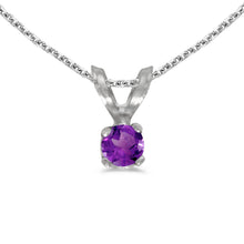  14k White Gold Round Amethyst Pendant