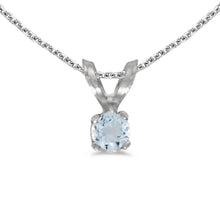  14k White Gold Round Aquamarine Pendant