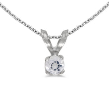  14k White Gold Round White Topaz Pendant