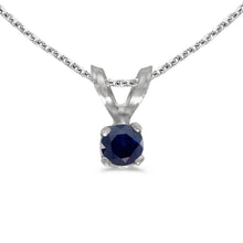  14k White Gold Round Sapphire Pendant