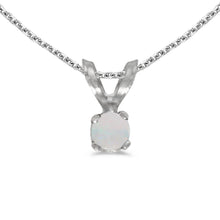  14k White Gold Round Opal Pendant