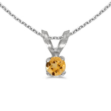  14k White Gold Round Citrine Pendant