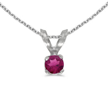  14k White Gold Round Rhodolite Garnet Pendant