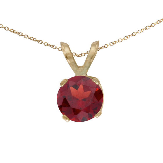 14k Yellow Gold Round Garnet Pendant