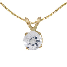  14k Yellow Gold Round White Topaz Pendant