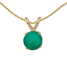  14k Yellow Gold Round Emerald Pendant