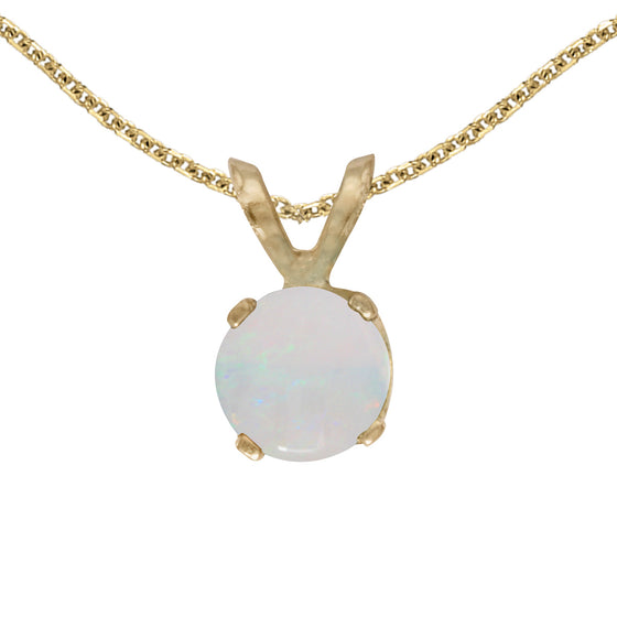 14k Yellow Gold Round Opal Pendant