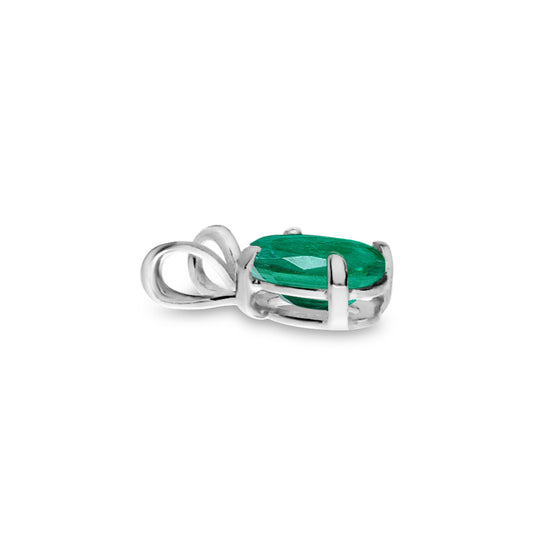 14k White Gold Oval Emerald Pendant