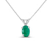 14k White Gold Oval Emerald Pendant
