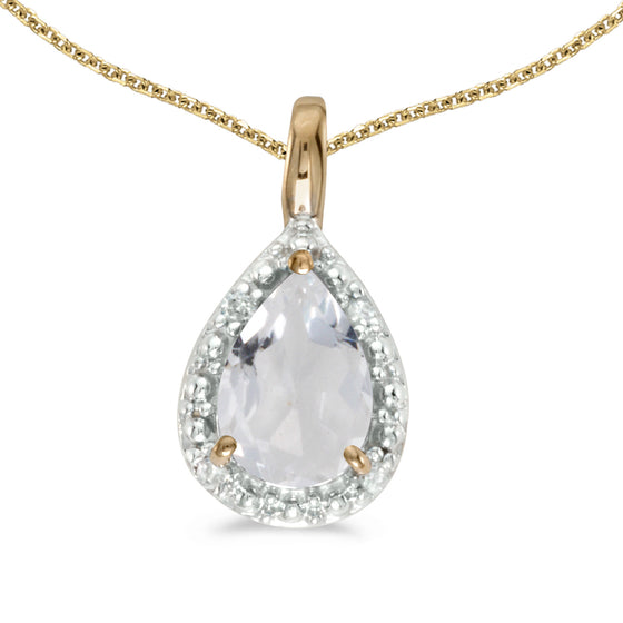 14k Yellow Gold Pear White Topaz Pendant